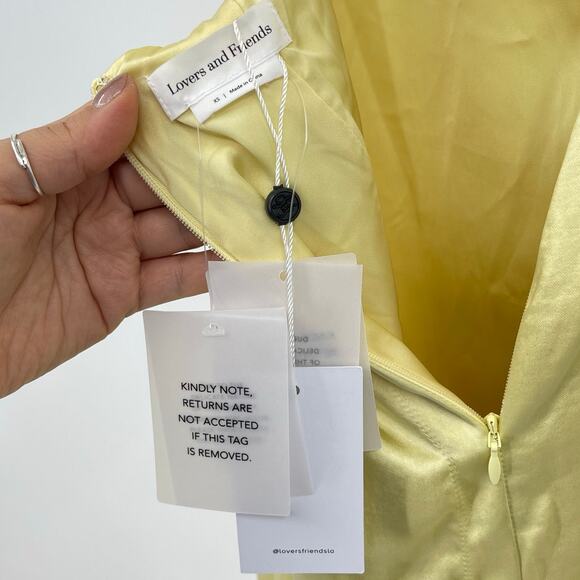 Lovers and Friends | NWT Bella Gown in Baby Yellow Satin One Shoulder Maxi XS - Picture 4 of 14